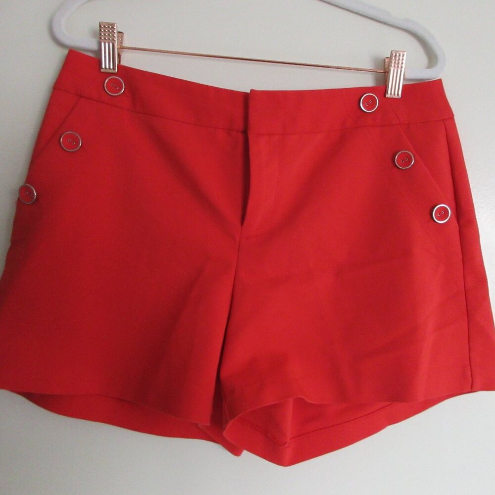 Elle Women's Orange Dress Shorts w/ Buttons and Front Pockets Size 8